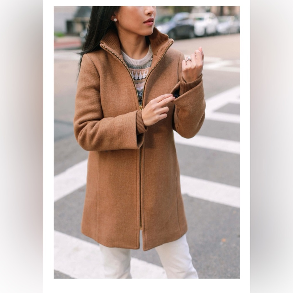 J Crew Italian Wool Stadium Coat, Nello Gori, tan brown, size 2